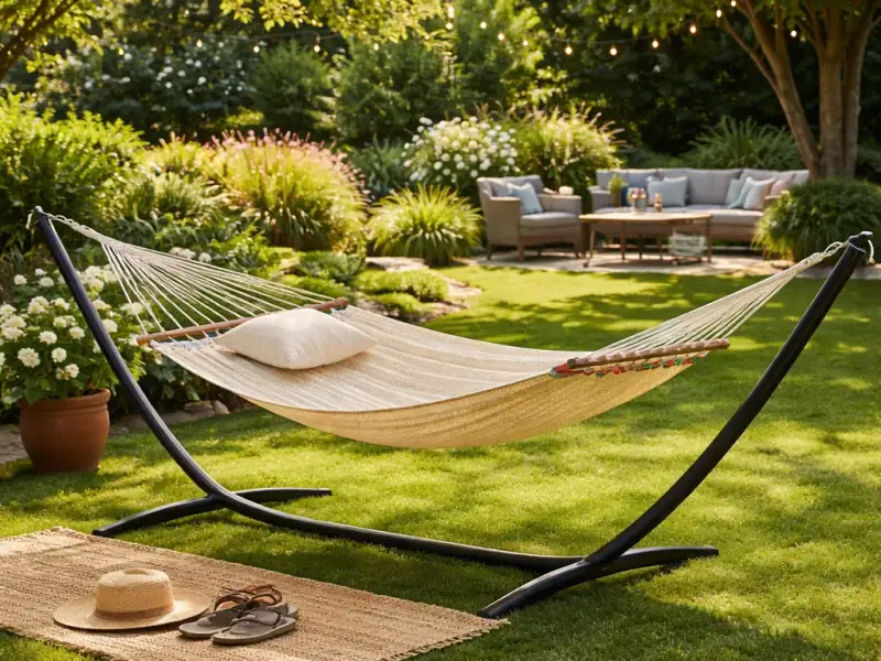 Hamac cu suport pentru curte