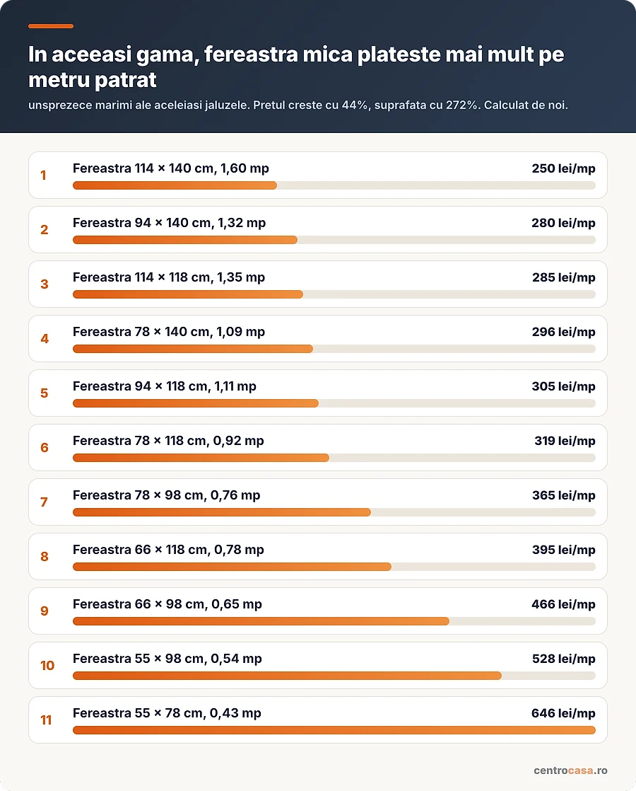 In aceeasi gama, fereastra mica plateste mai mult pe metru patrat