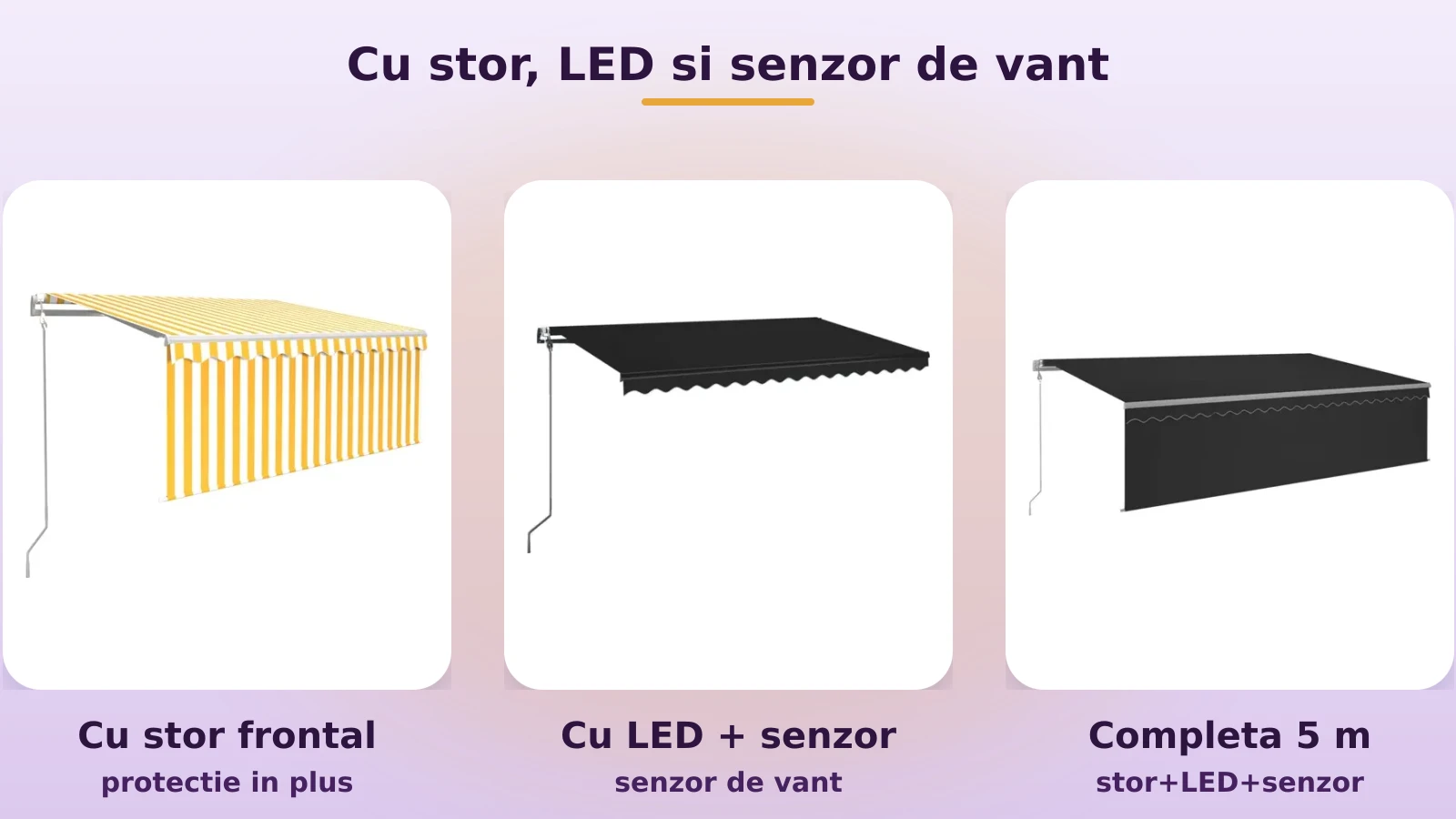 Copertine cu stor, LED si senzor de vant: vidaXL