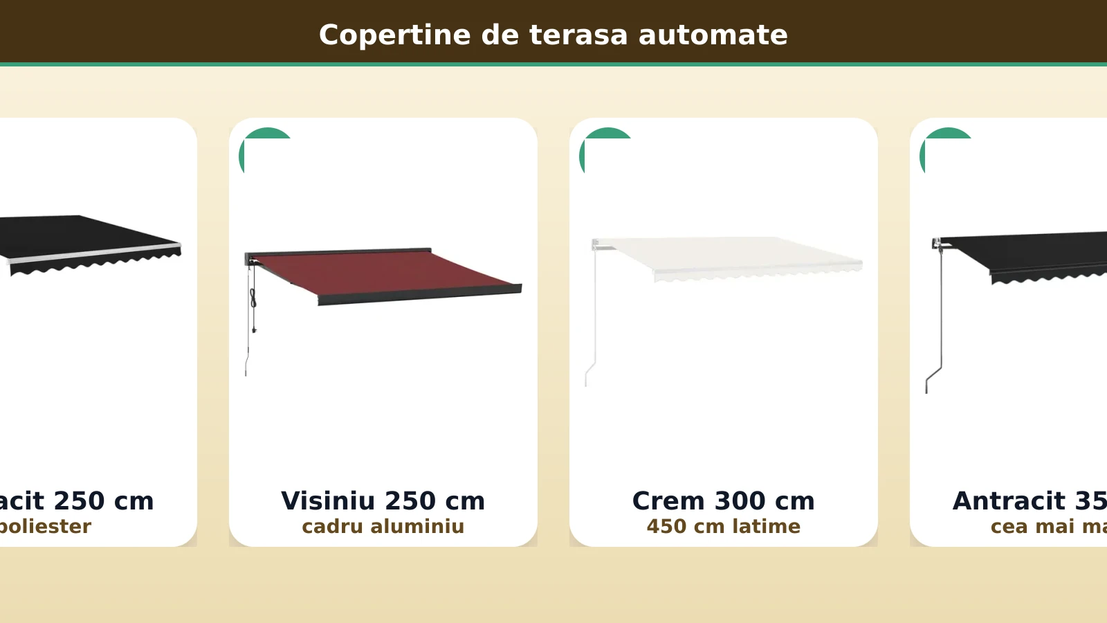 Copertine de terasa automate: vidaXL antracit, visiniu si crem