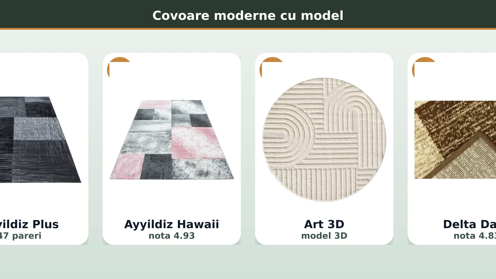 Covoare moderne cu model: Ayyildiz Plus, Hawaii, Art 3D, Delta Daffi