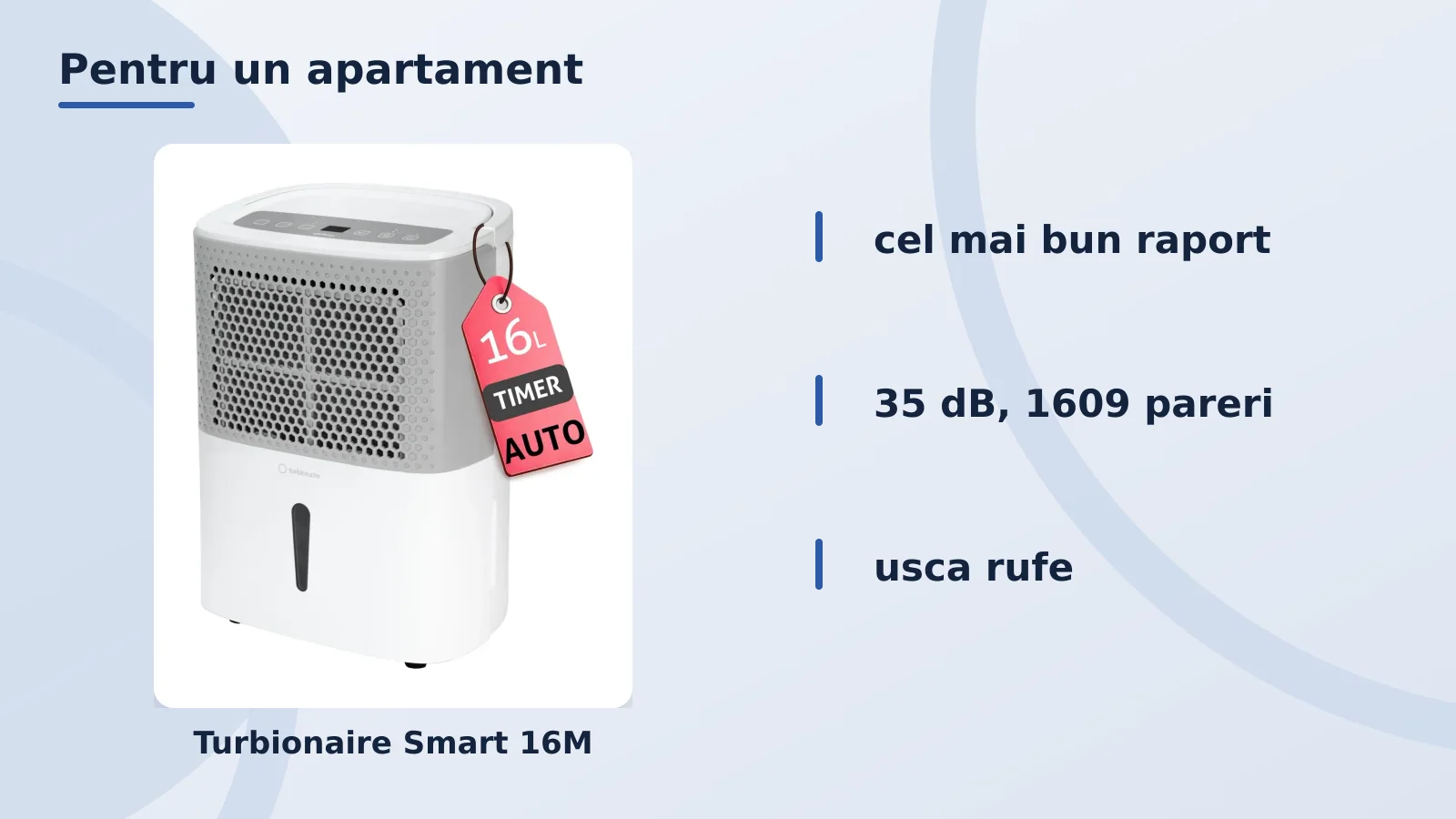 Dezumidificatoare pentru apartament: Turbionaire Smart, AlecoAir D16 HOME si D14 PURIFY