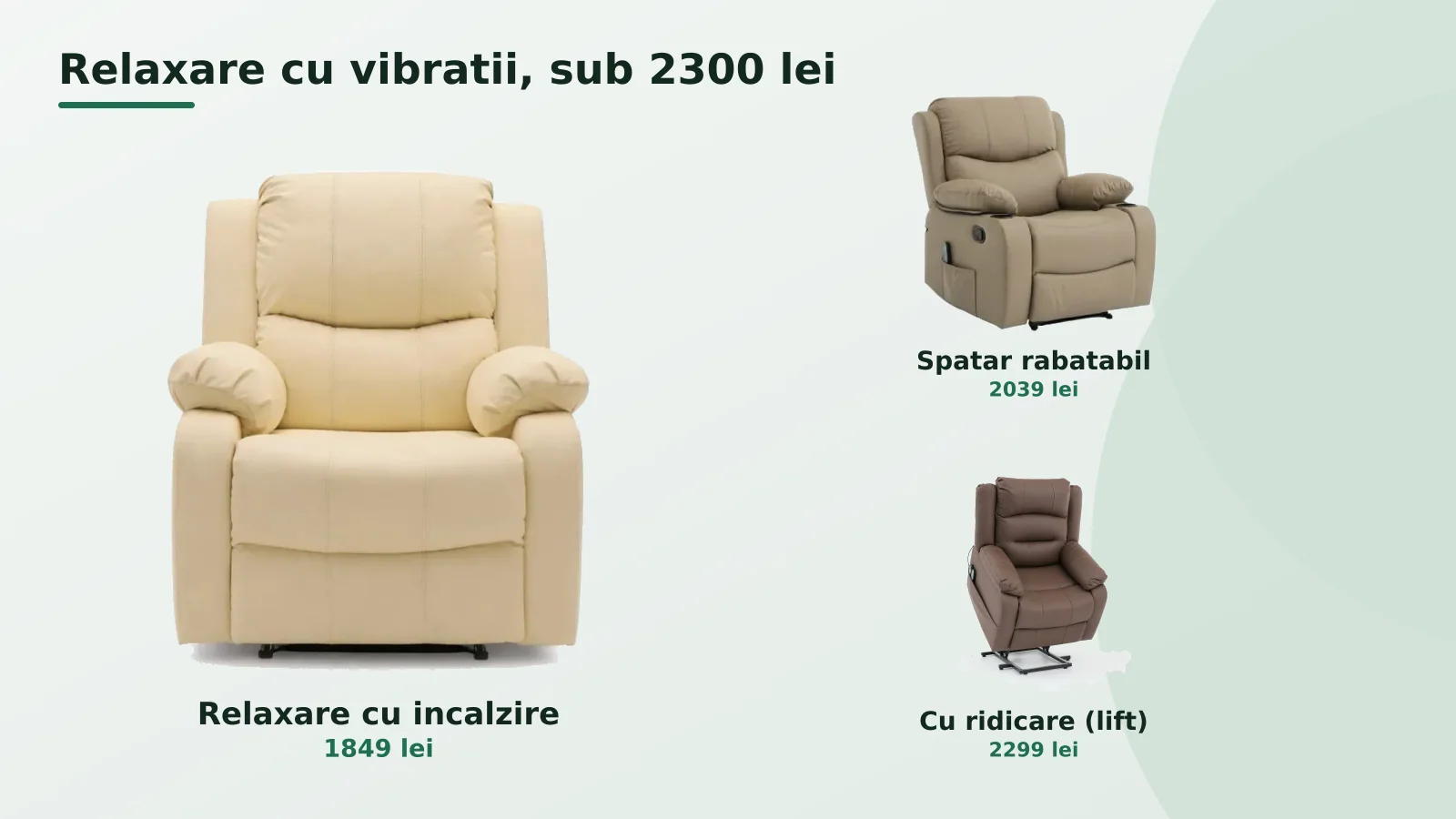 Fotolii de relaxare cu vibratii si incalzire, sub 2300 de lei