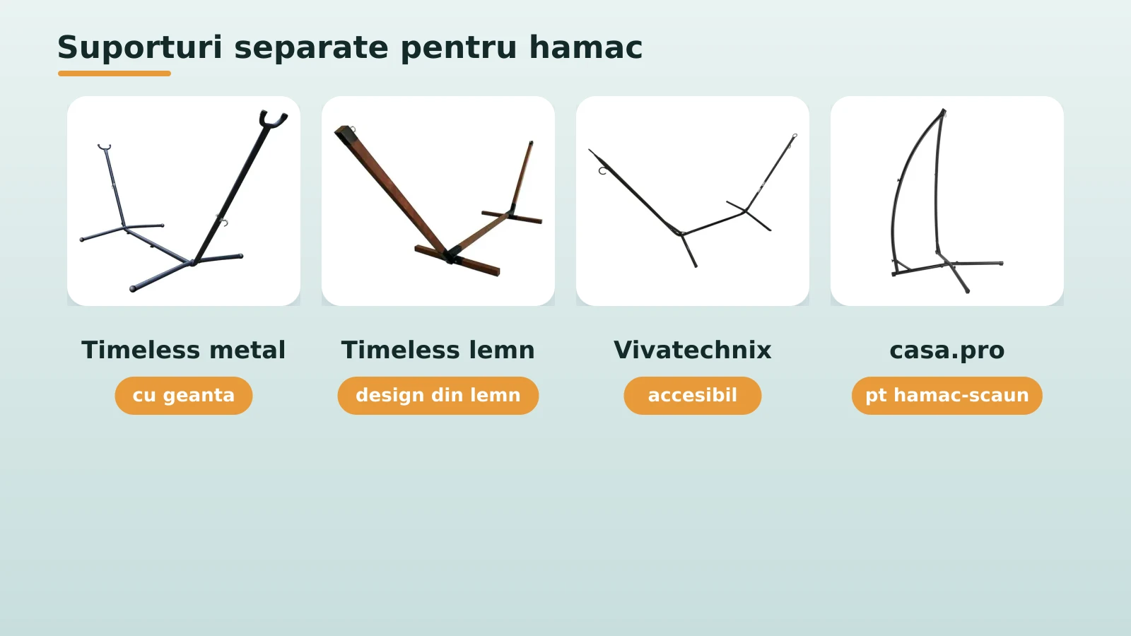 Suporturi separate pentru hamac: metal, lemn si pentru hamac-scaun