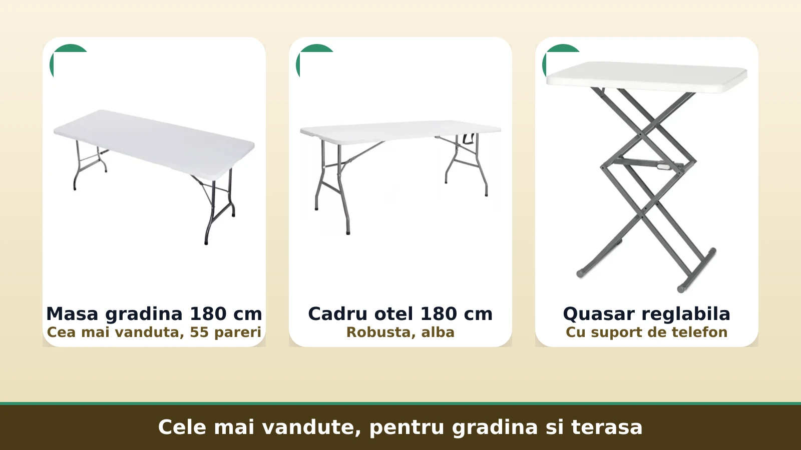 Cele mai vandute mese de gradina pliabile de 180 cm