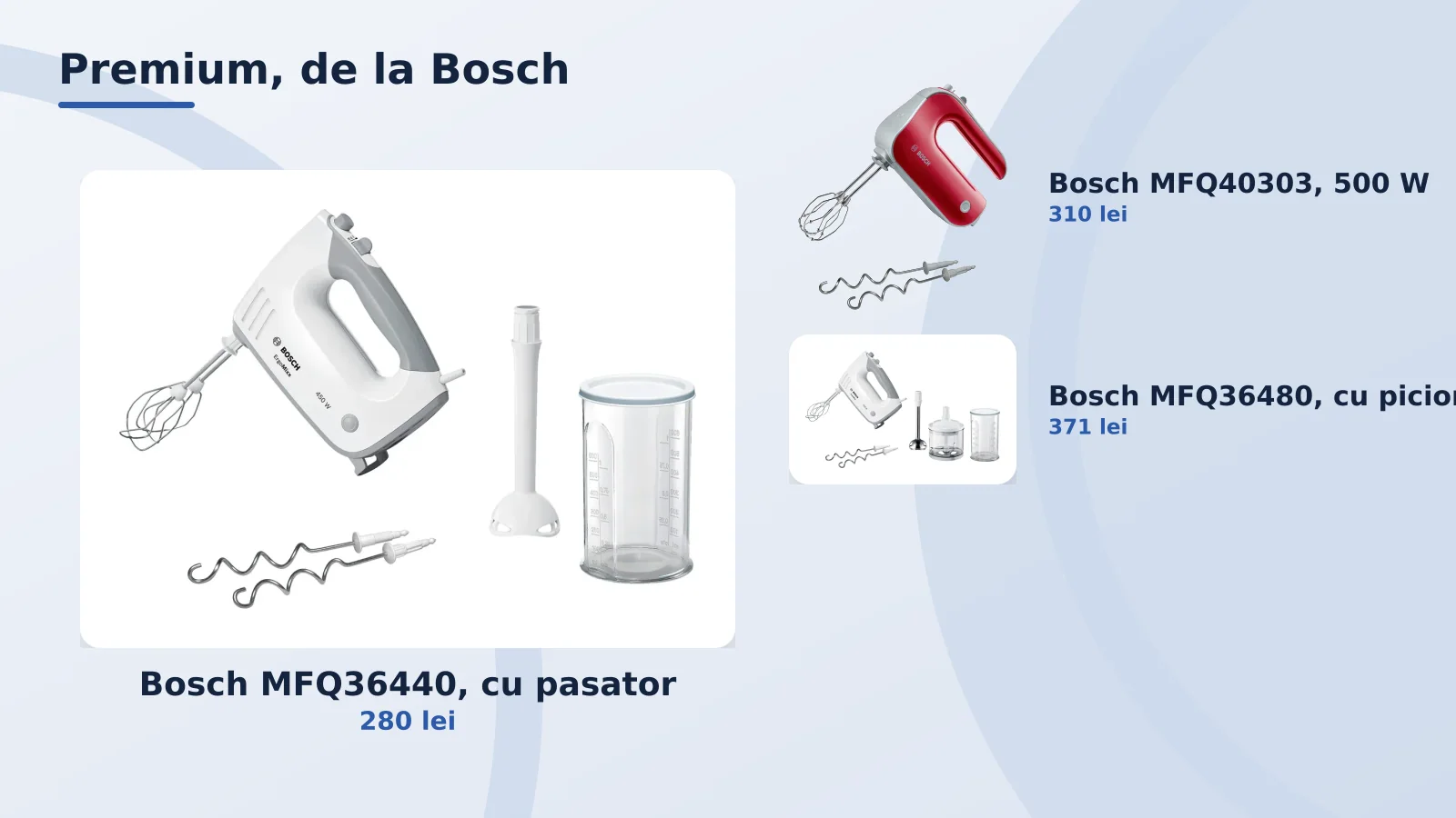 Mixere de mana Bosch, cu pasator si picior din inox