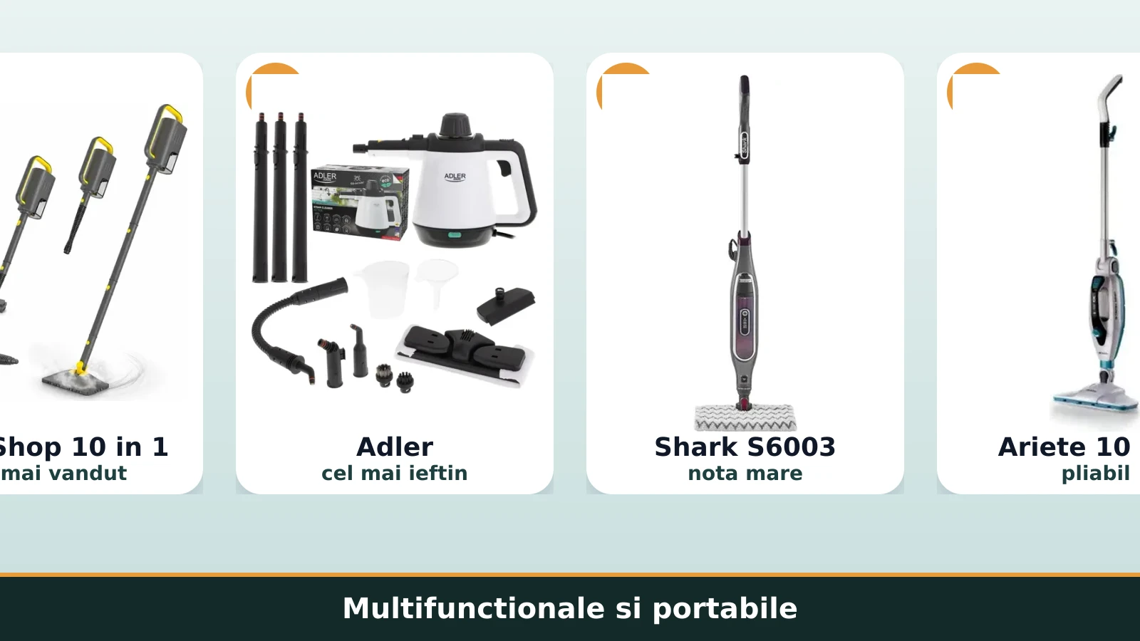 Aparate cu aburi multifunctionale si portabile: SeveShop, Adler, Shark, Ariete