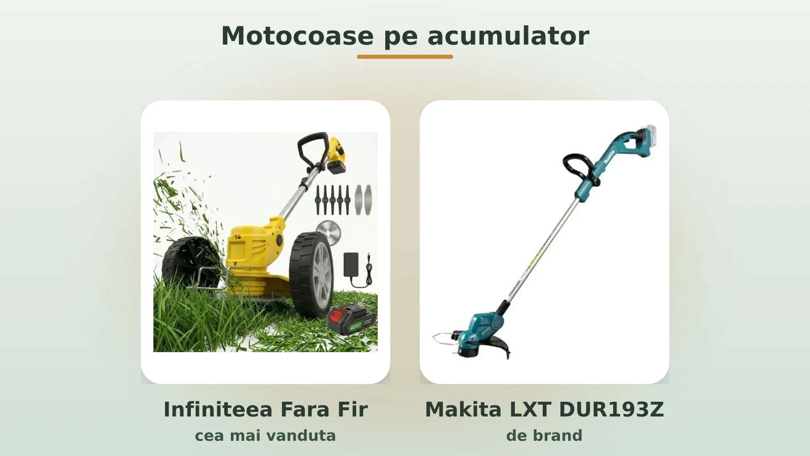 Motocoase pe acumulator Infiniteea si Makita LXT