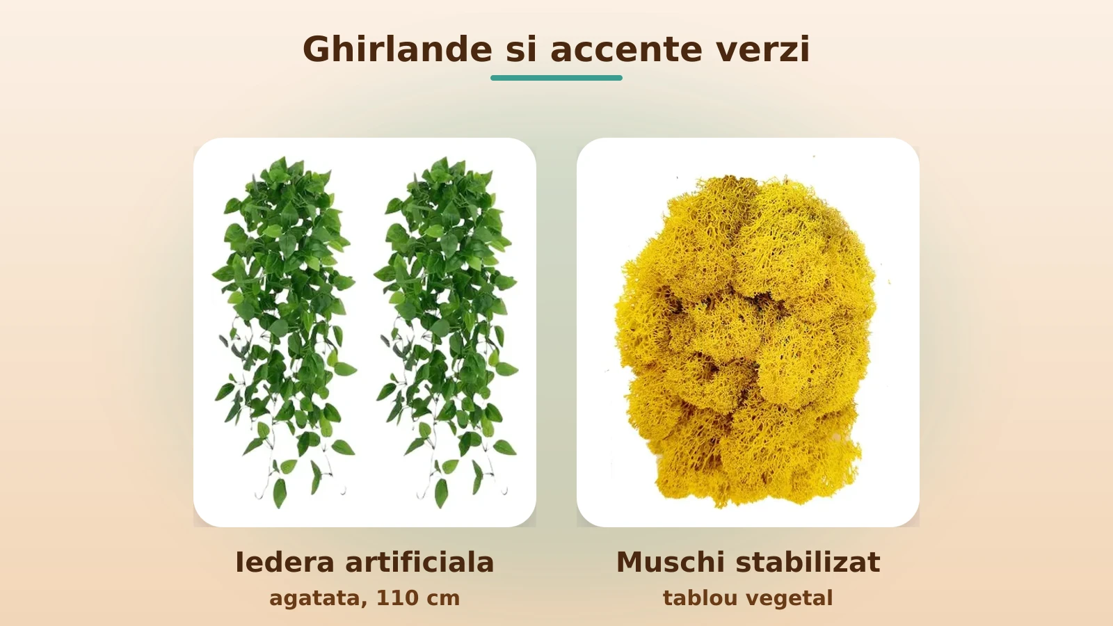 Ghirlande de iedera si muschi stabilizat pentru perete