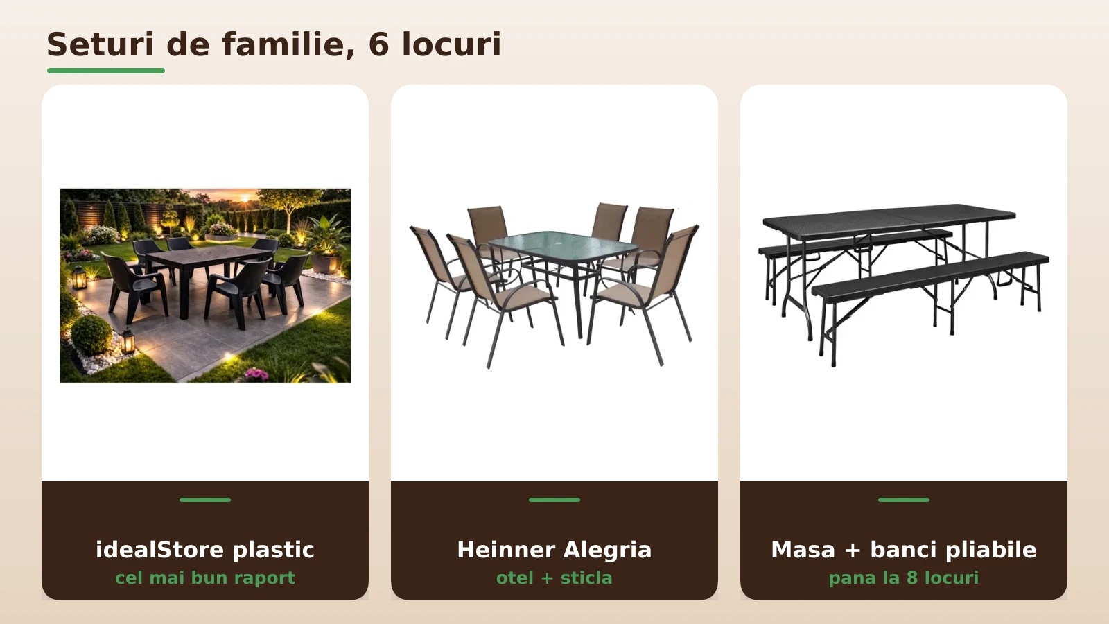 Seturi de familie de gradina: idealStore, DacEnergy si Heinner