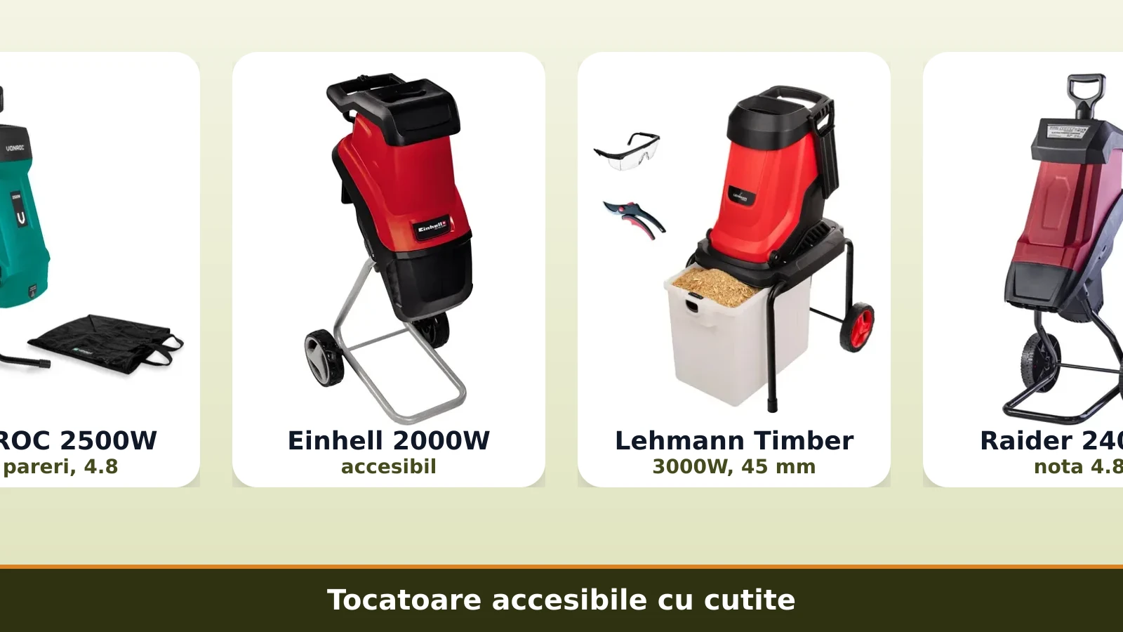 Tocatoare de crengi accesibile: VONROC, Einhell, Lehmann, Raider