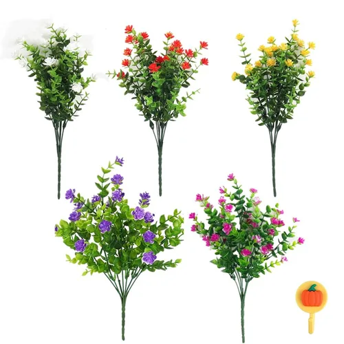 5 buchete Flori artificiale, rezistente la UV, plastic, Multicolor