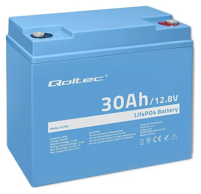 Qoltec 30Ah LiFePO4, 384 Wh