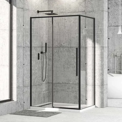 Cabina de dus dreptunghiulara Diplon BR6612-80100, Dimensiuni 80x100x195cm, Sticla transparenta 6 mm, Profil Aluminiu Negru