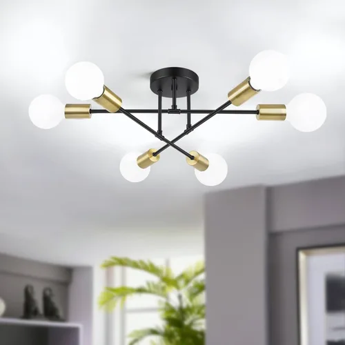 Candelabru modern Nordic, Toolight, Fier, E27, Auriu/Negru
