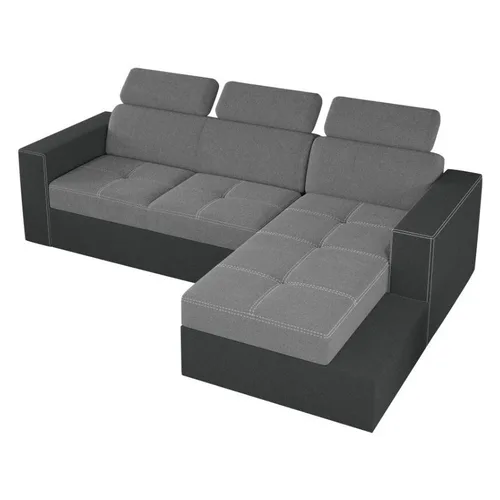 Coltar Paloma, extensibil, lada depozitare, tetiere reglabile, stofa, 245 x 164 x 96 cm, Gri Deschis / Gri