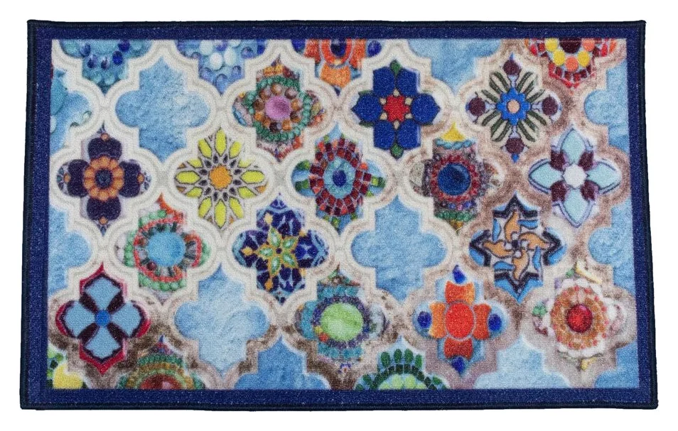 Covor bucatarie SAM Santos Art 3, 60X90 cm, grosime 3.5 mm, 1000g/mp, 100% poliamida, suport latex, model Mozaic