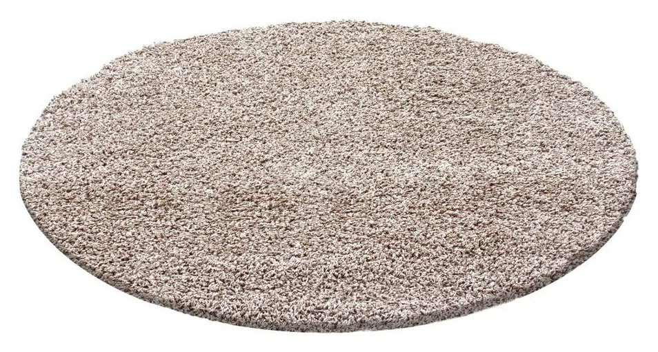 Covor Shaggy, Ayyildiz, Life, 120x120 cm, Polipropilen, Fir Lung 30 mm, 2 000 g/m², 48 500 Puncte m², 100% PP Shaggy, Spate Din Juta Naturala, Rotund, Oeko Tex Standard 100, Izoleaza Perfect De Frigul Podelei, Pentru Interior, Bej
