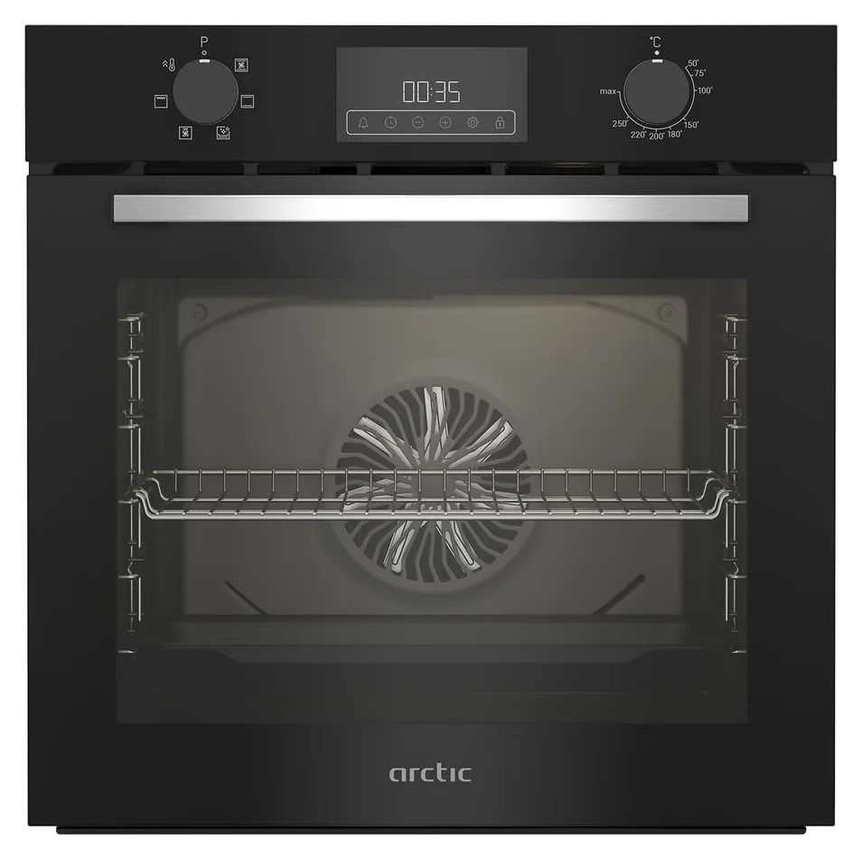 Cuptor incorporabil Arctic ARVI1130BC, Electric, 71 l, Autocuratare catalitica, Timer, Curatare cu abur, Touch & knob control, Clasa A, Negru