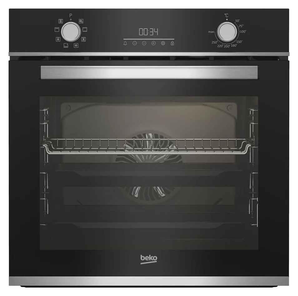 Cuptor incorporabil Beko BBIM13300XM, Electric, 72 l, Autocuratare catalitica, Display touch control, SteamShine Cleaning, Grill, 3D Cooking, Clasa A, Sticla neagra