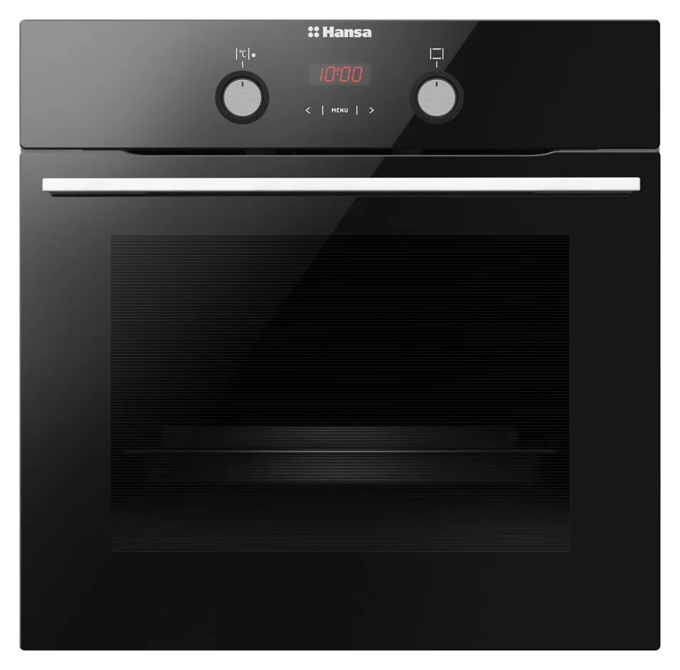 Cuptor incorporabil Hansa BOES68465, 8 Functii, Grill, Clasa A, Butoane push up, Display, Sticla neagra