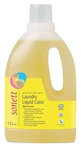 Sonett, detergent ecologic menta si lamaie pentru colorate, 1,5 l