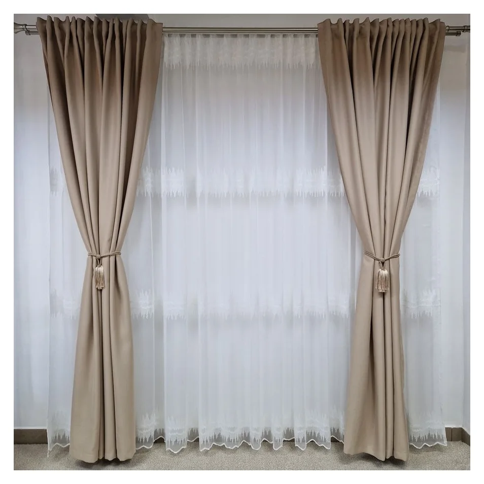 Draperie uni bej, 2 bucati de 200x240