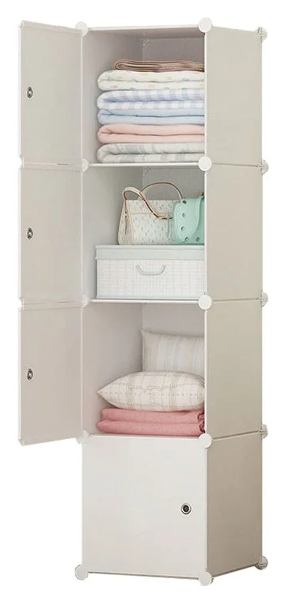 Dulap modular pentru haine, BADU, 4 rafturi, 39x37x147 cm, Alb