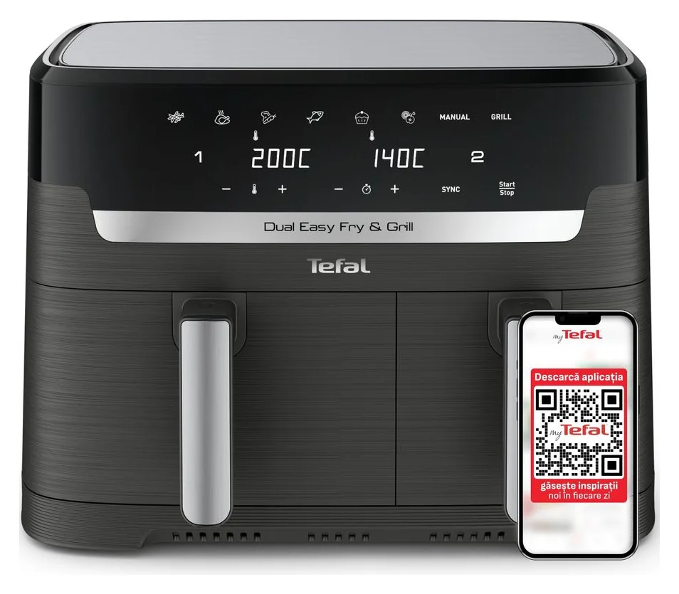 Tefal Dual Easy Fry & Grill, doua cosuri, 8,3 litri
