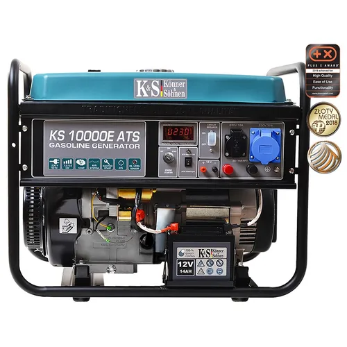 Generator curent profesional cu automatizare Könner&Söhnen KS10000E ATS, 8000 W, benzina, 18 cp, autonomie 14h, pornire electrica, 1x16A (230V), 1x32A (230V), 12V, regulator AVR, protectie suprasarcina/nivel scazut ulei, bobinaj 100% cupru