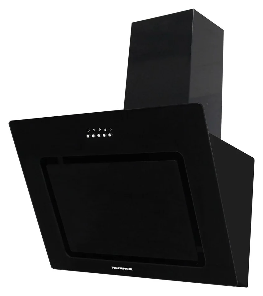 Hota incorporabila decorativa Heinner DCH-650RGBK, Putere absorbtie 586 mc/h, Clasa B, Iluminare led, 60 cm, Front sticla neagra