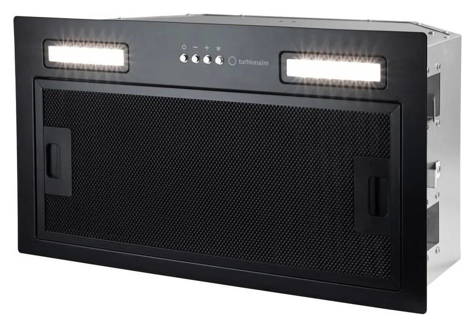 Hota incorporabila Turbionaire Selena 50 Black, Motor 594 mc/h, Iluminare LED 3200K, 3 viteze, Control electronic, Filtru grasimi Aluminiu in 5 straturi