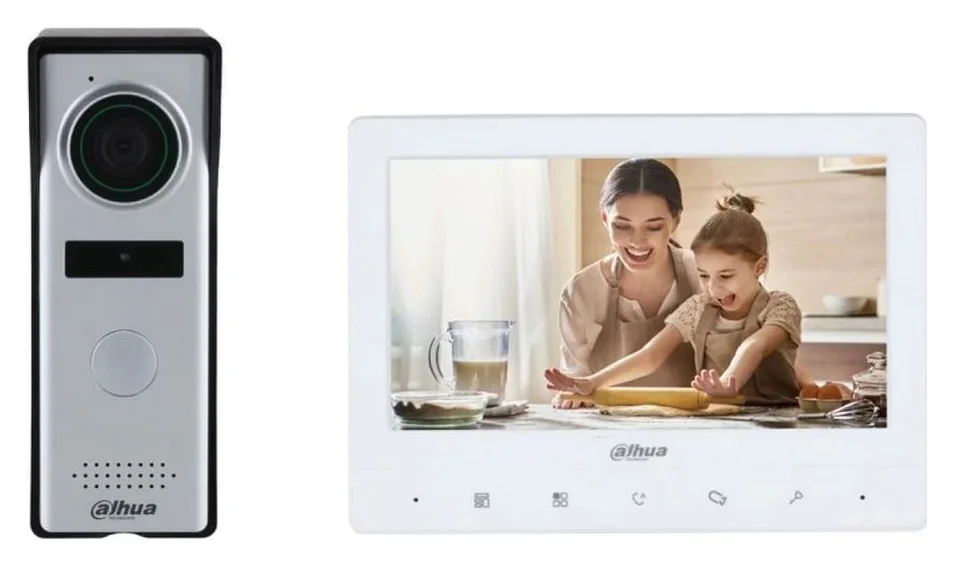 Kit videointerfon pentru o familie, post exterior + post interior 7", Dahua KTA02