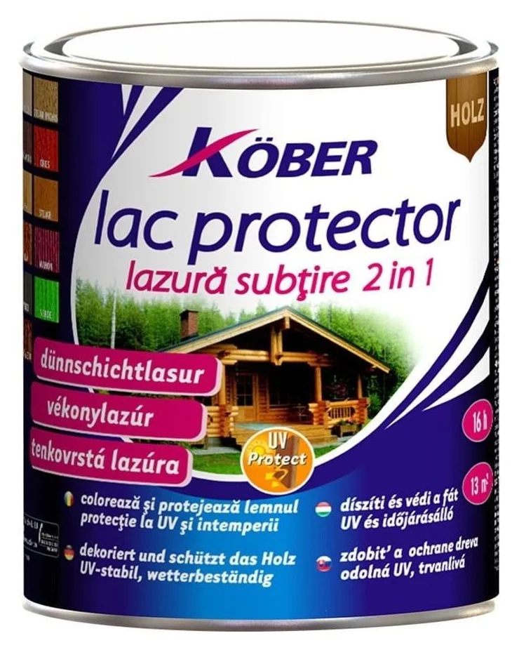 Kober lazura subtire 2 in 1, palisandru, 0,75 l
