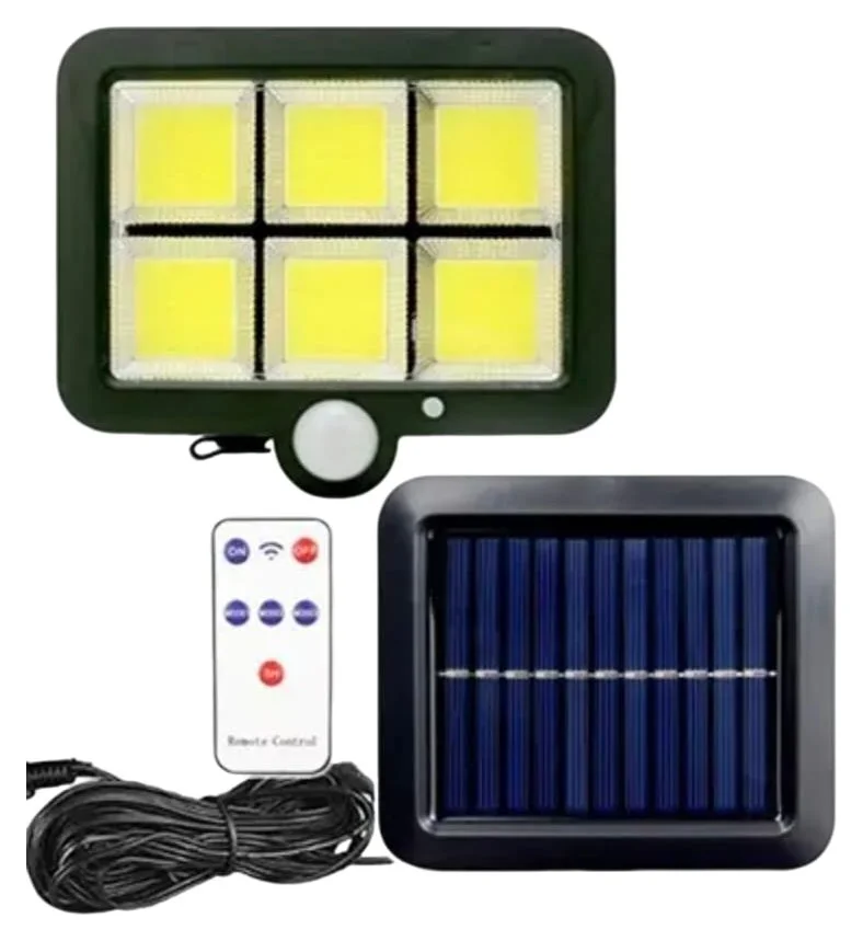 Lampa Solara De Exterior Cu Senzor De Miscare, Telecomanda, Brate Reglabile, 6 Led COB