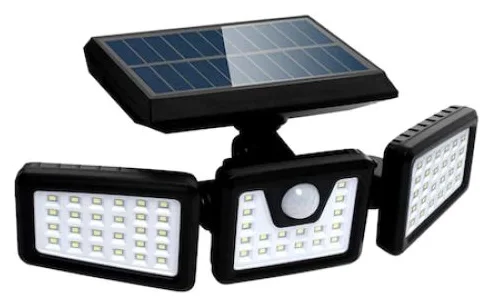 Lampa Solara OneTech, Model 2023, Super Performant, Reglabil pentru Exterior, Senzor de Miscare si Lumina, Rezistenta la apa si temperaturi extreme IP65, iluminare 270°, 74 LED-uri, 2400 mAh, negru