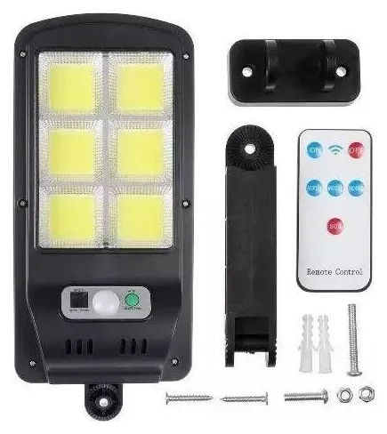 Lampa solara SIKS® cu inductie, 6x LED COB, montare pe perete, cu telecomanda, negru
