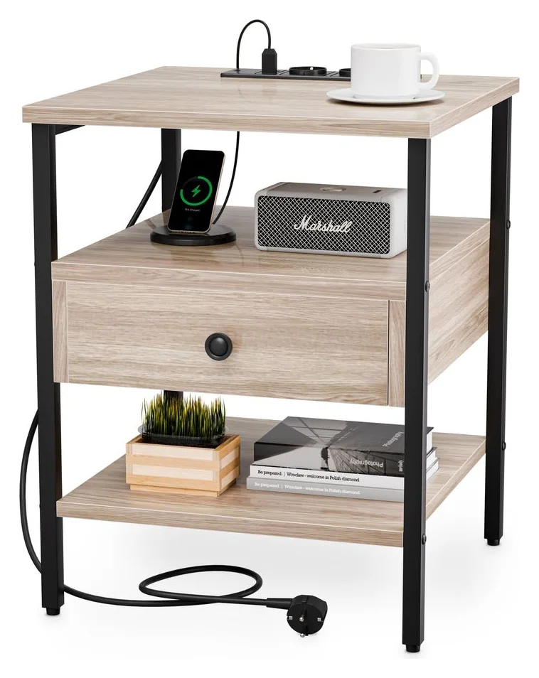 Noptiera, Doctor Home, 40x40x50cm, 2 Prize, 2 USB, metal