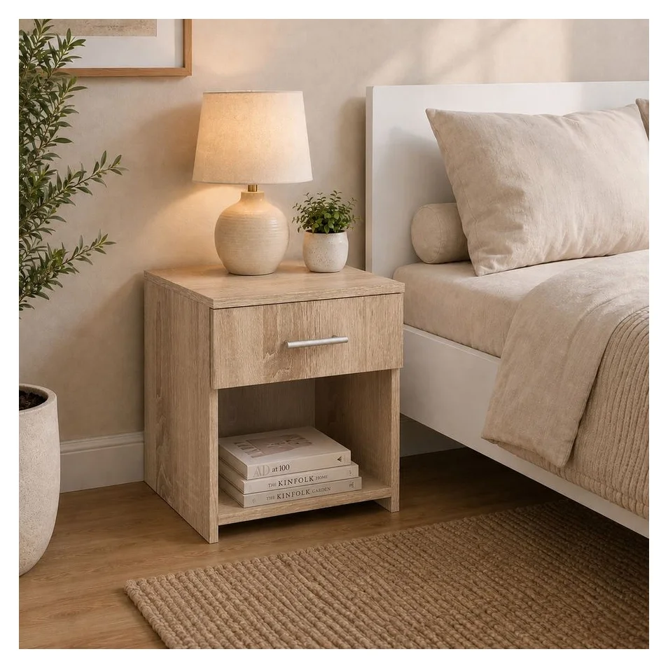 Noptiera haaus Remi, 1 Sertar, Stejar Sonoma, 40 x 35 x 40 cm