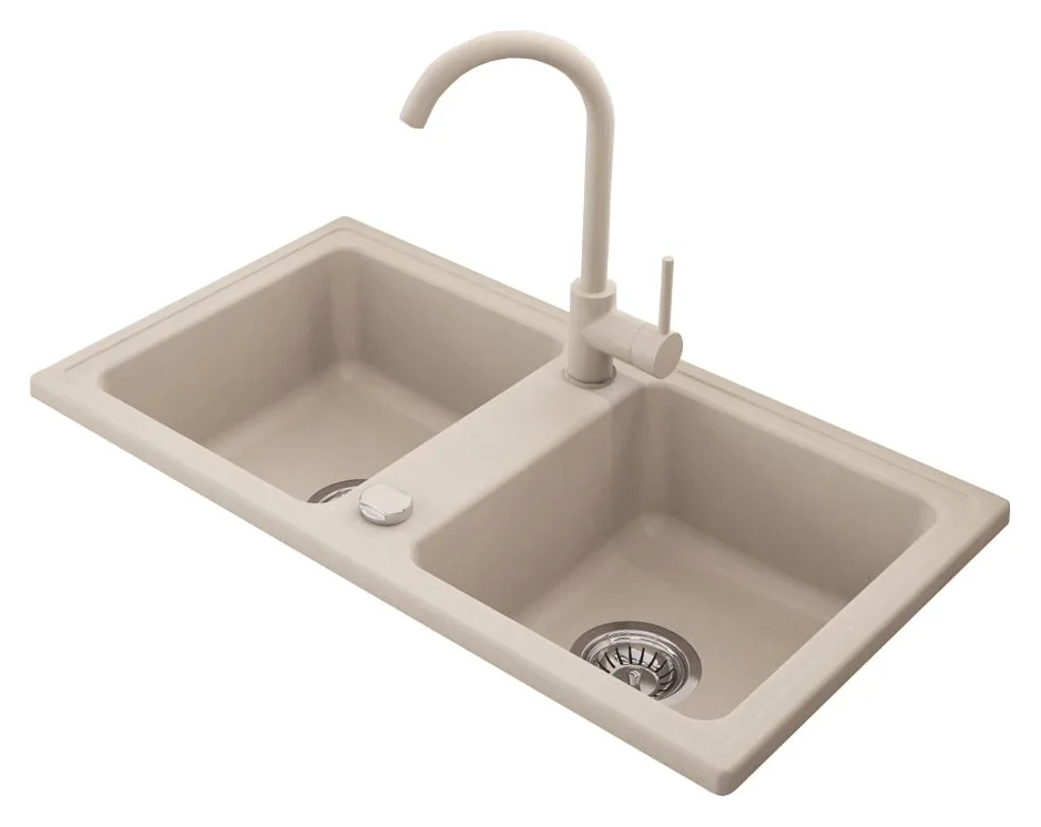 Pachet cu doua cuve, granit, 78x43,5 cm, cu baterie