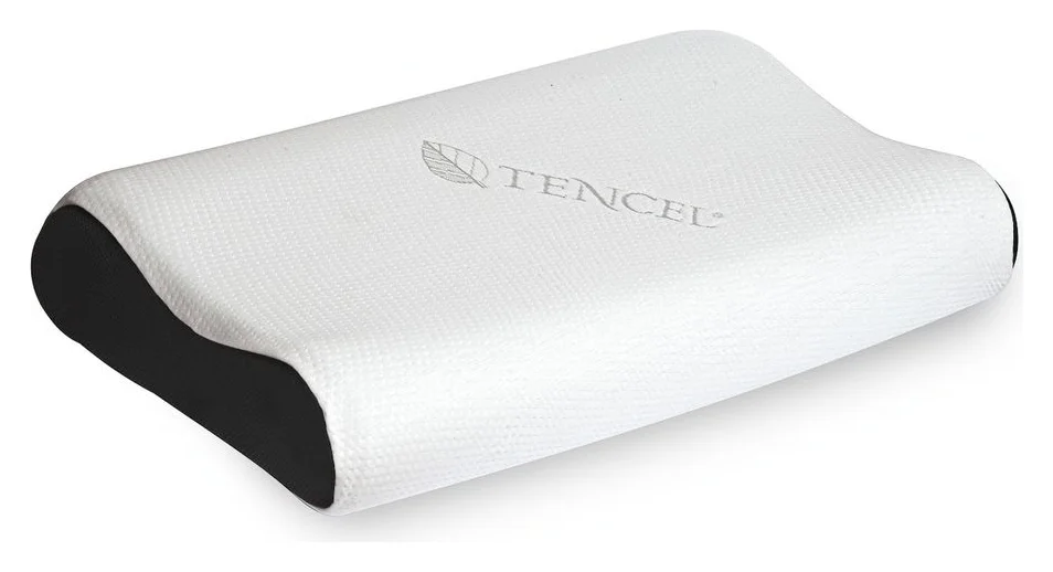 Perna ergonomica Tencel Contour, cu spuma cu memorie, alb/gri, 60X40X12, by CEDA HOME
