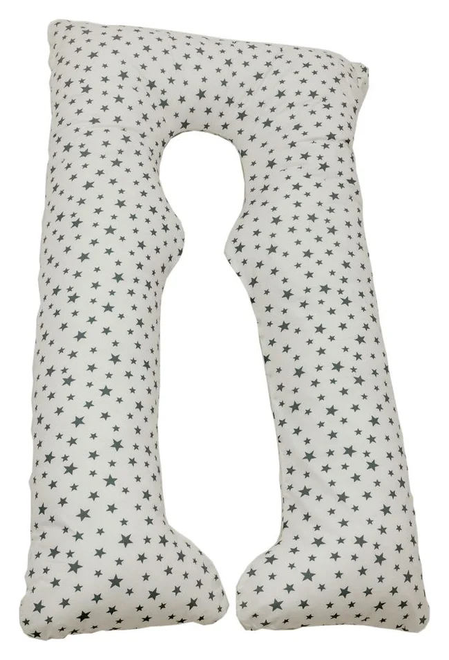 Perna gravide, Ema, multifunctionala, 3 in 1, forma literei U, husa detasabila, model stelute, bumbac ranforce 100%, 135x75 cm