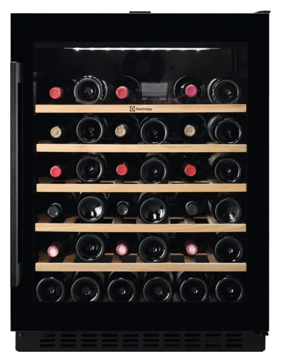 Racitor de vinuri Electrolux EWUS052B5B, 52 sticle, Rafturi lemn, Control electronic, Clasa G, H 82 cm, Negru
