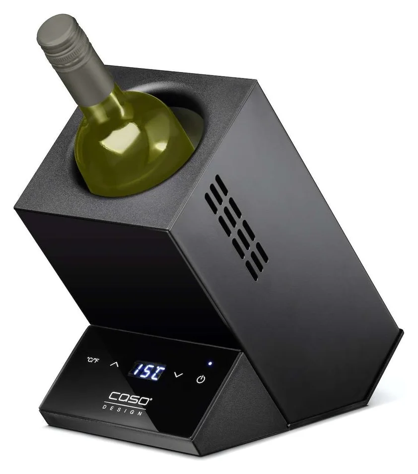 Racitor pentru vin Caso Germany, WineCase One, capacitate 1 sticla, temperatura reglabila 5-15°C, calitate premium, display LED, control touch, otel inoxidabil, negru