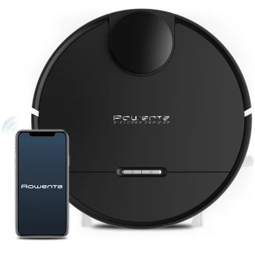 Robot de aspirare Rowenta X-Plorer Serie 95 Animal RR7975, 75W, putere de aspirare 12000Pa, navigare LiDar, mop incorporat, 0.5L, 4 functii de curatare, autonomie 225 min, functie Auto Boost, aplicatie dedicata pe smartphone, negru