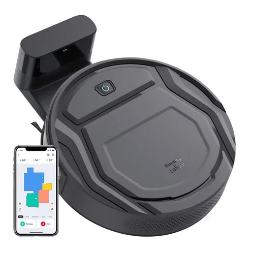 Robot de aspirare Smarty® Lefant M210P Ultra, Controlabil prin aplicatie, 6 moduri de curatare, 2200 Pa, Autonomie mare 120min, Aspirator ultra subtire pentru podele dure, Autocuratare, Control WiFi-Alexa, Animal Care Cleaning, Autoincarcare, Negru