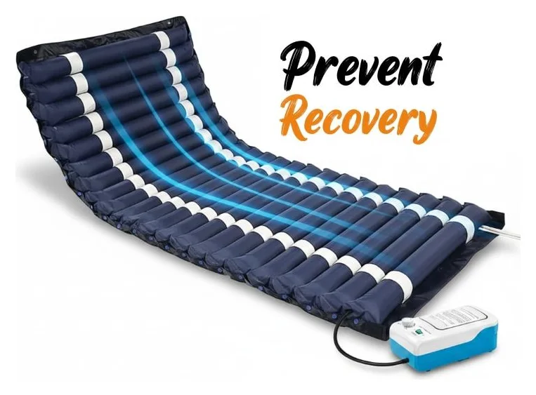 Saltea Antiescara Cu Compresor EvoSmart™ SE02 Profesional, Silentios, Presiune Alternativa, Pentru Pat Medical/Normal, Sistem antiescare, Marime 200/90cm, Gaura Toaleta, Pompa inclusa, Albastru