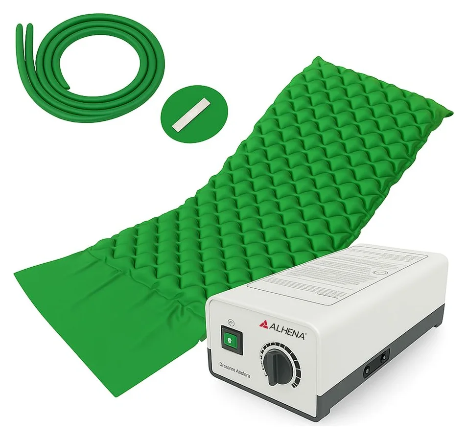 Saltea Antiescara cu Compresor Silentios, Alhena®, FoFo Medical HF6001, 200 x 90 cm, Saltea Pentru Escare cu Presiune Alternativa, Saltea Medicala cu Celule de Aer, Sistem Antiescare cu Pompa Inclusa, Reglaj Presiune, Ingrijire Domiciliu sau Spital, Verde