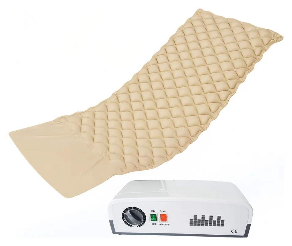 Saltea Antiescara Cu Compresor Silentios, Alhena® HF6001/HF608, 200 x 90 cm, Saltea Pentru Escare Cu Mod Alternativ Si Static, Saltea Medicala Cu Celule De Aer, Sistem Antiescare Complet, Pompa Inclusa, Pentru Pacienti Imobilizati, Uz Medical, Bej Deschis