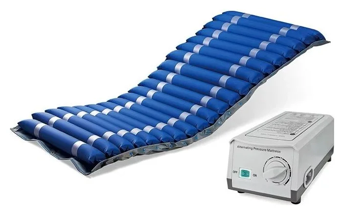Saltea Antiescara Cu Compresor Ultrasilentios, Alhena®, 198 x 87 cm, Saltea Pentru Escare Cu Presiune Alternativa, Saltea Medicala Tubulara, 22 Celule De Aer, Pompa 220V Inclusa, Kit Reparare, Pentru Domiciliu Sau Spital, Albastru Inchis